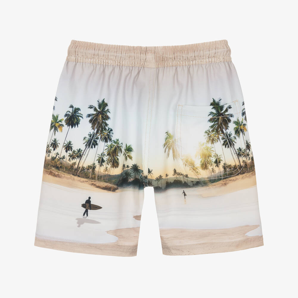 Molo-Boys Beige Surfer Beach Swim Shorts (UPF50+) | Childrensalon
