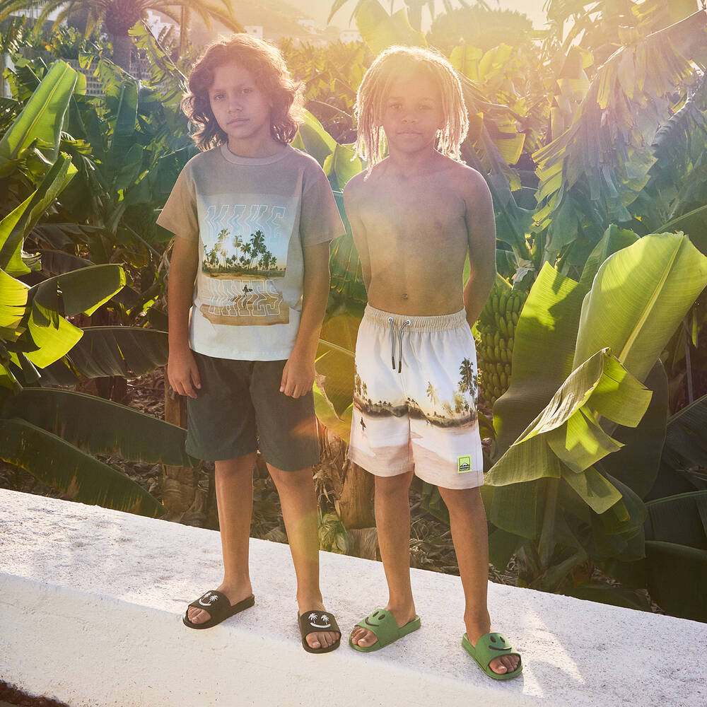 Molo-Boys Beige Surfer Beach Swim Shorts (UPF50+) | Childrensalon