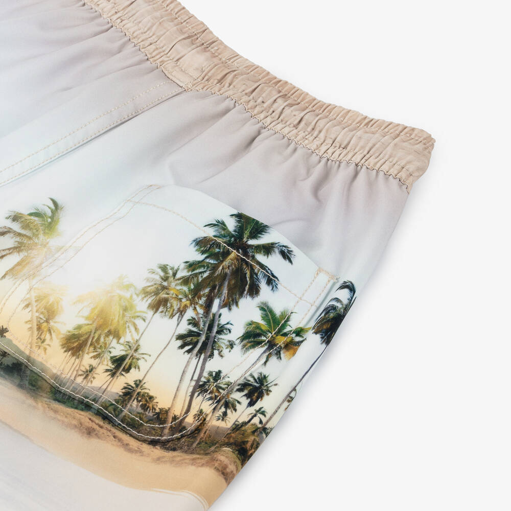 Molo-Boys Beige Surfer Beach Swim Shorts (UPF50+) | Childrensalon