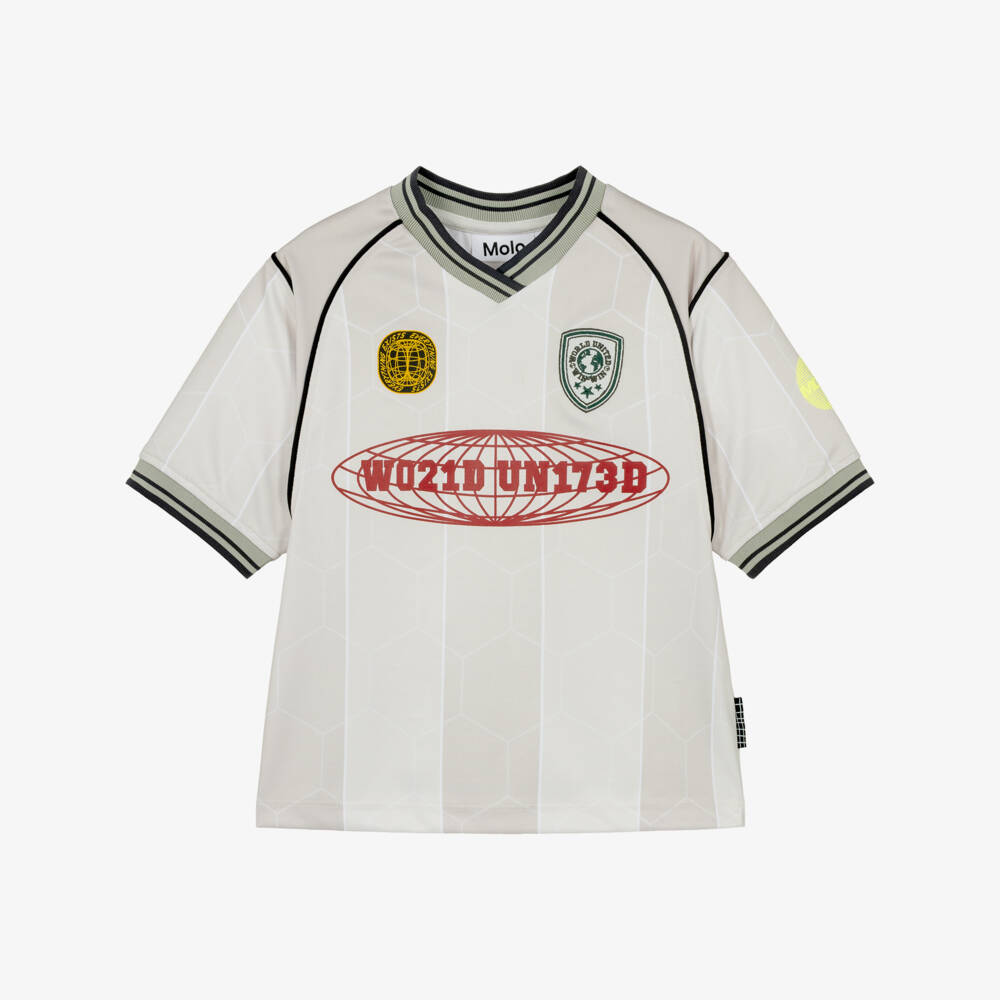 Molo-Boys Beige World United Football T-Shirt | Childrensalon