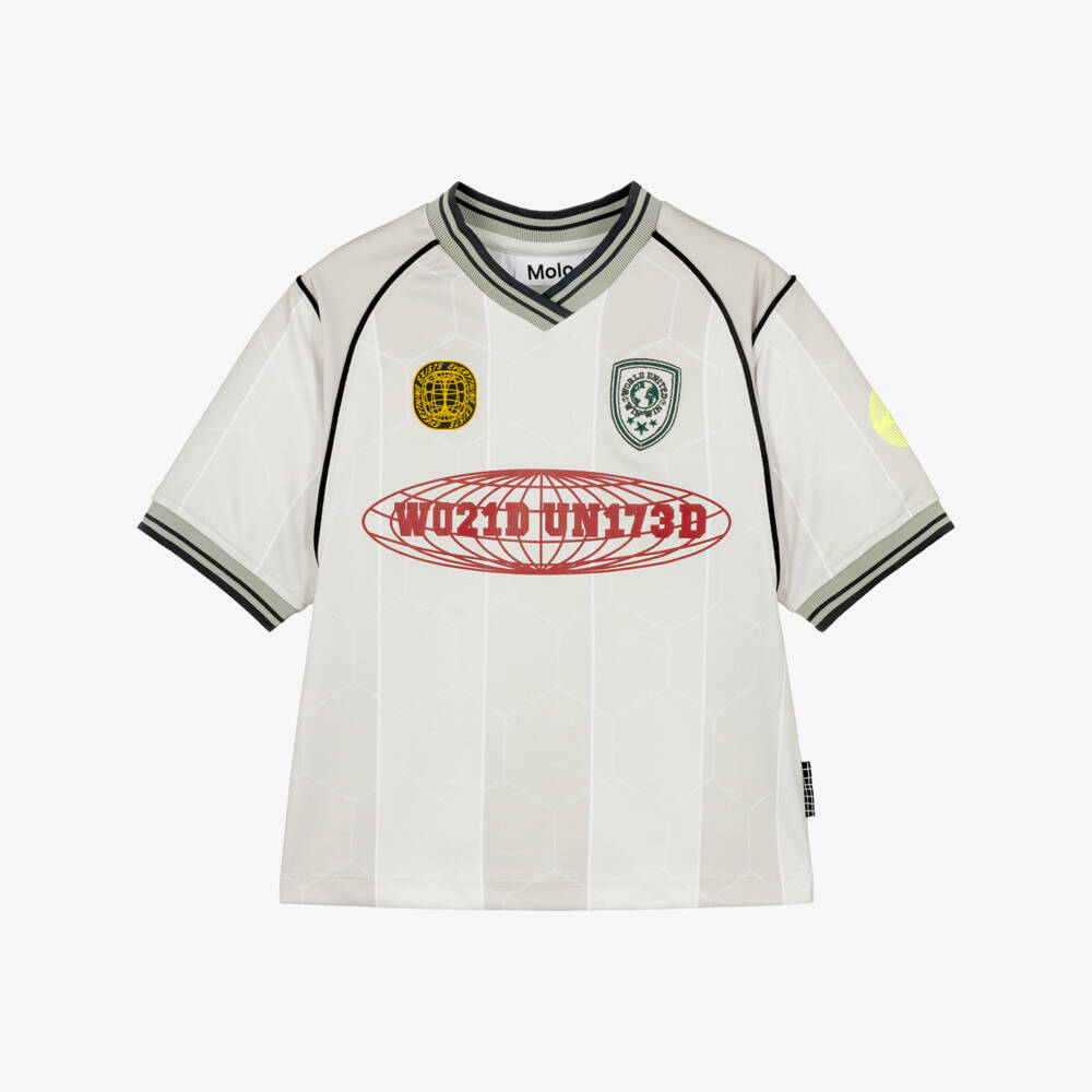 Molo-Boys Beige World United Football T-Shirt | Childrensalon