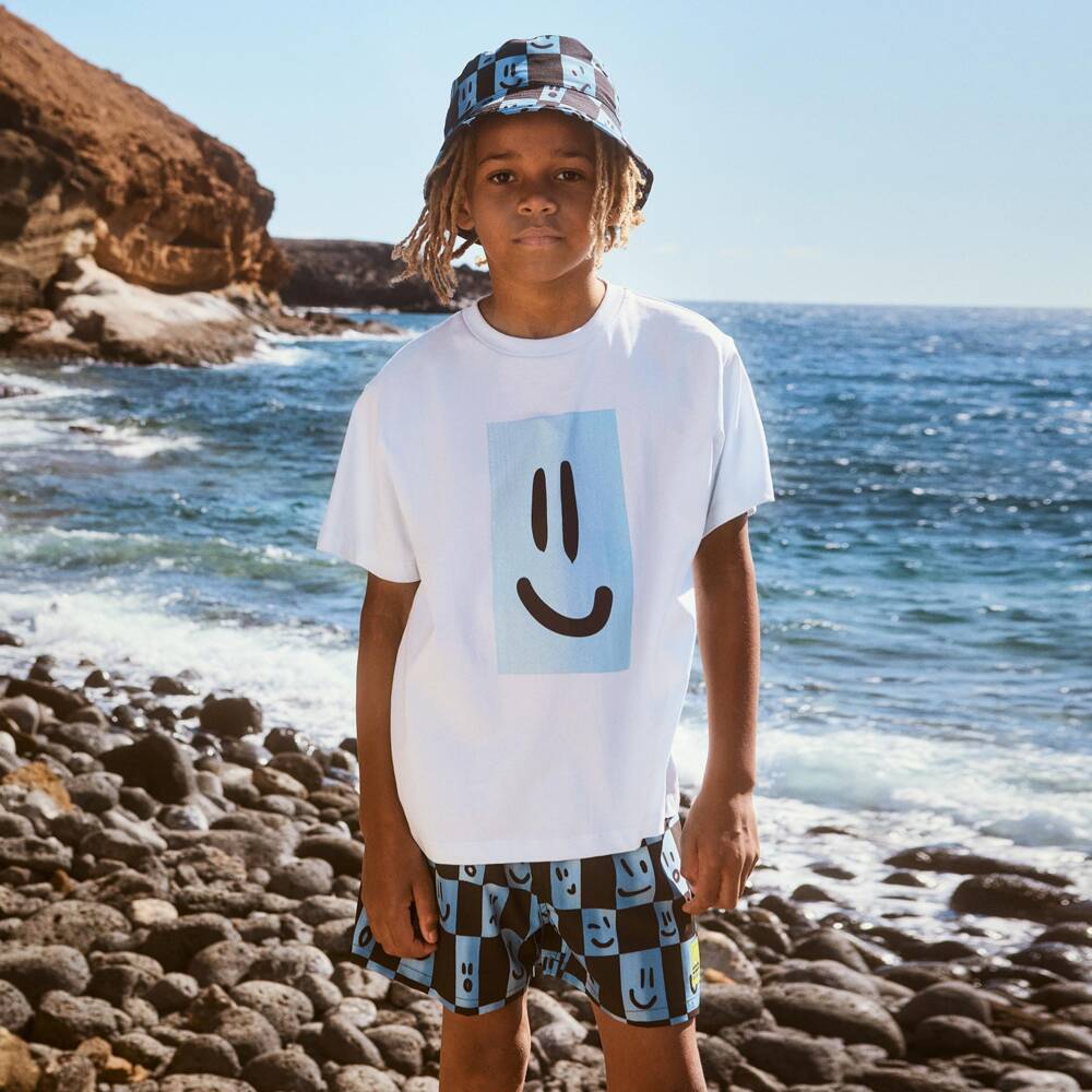 Molo-Boys Black & Blue Check Swim Shorts (UPF50+) | Childrensalon