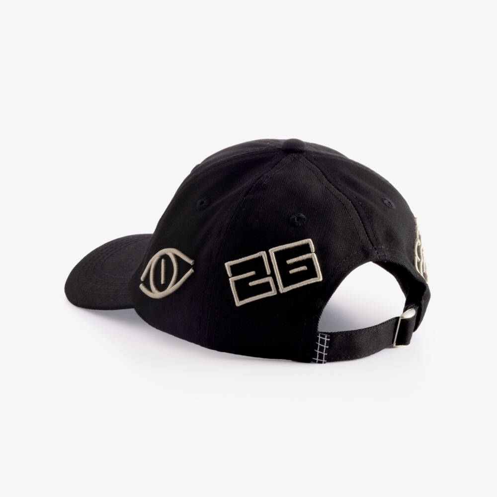 Molo-Boys Black Cap with Symbols Embroidery | Childrensalon