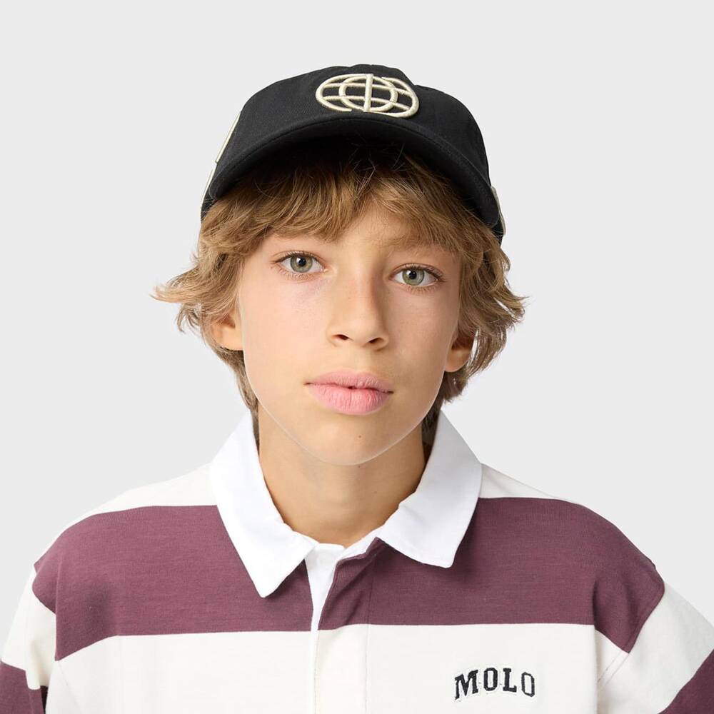 Molo-Boys Black Cap with Symbols Embroidery | Childrensalon