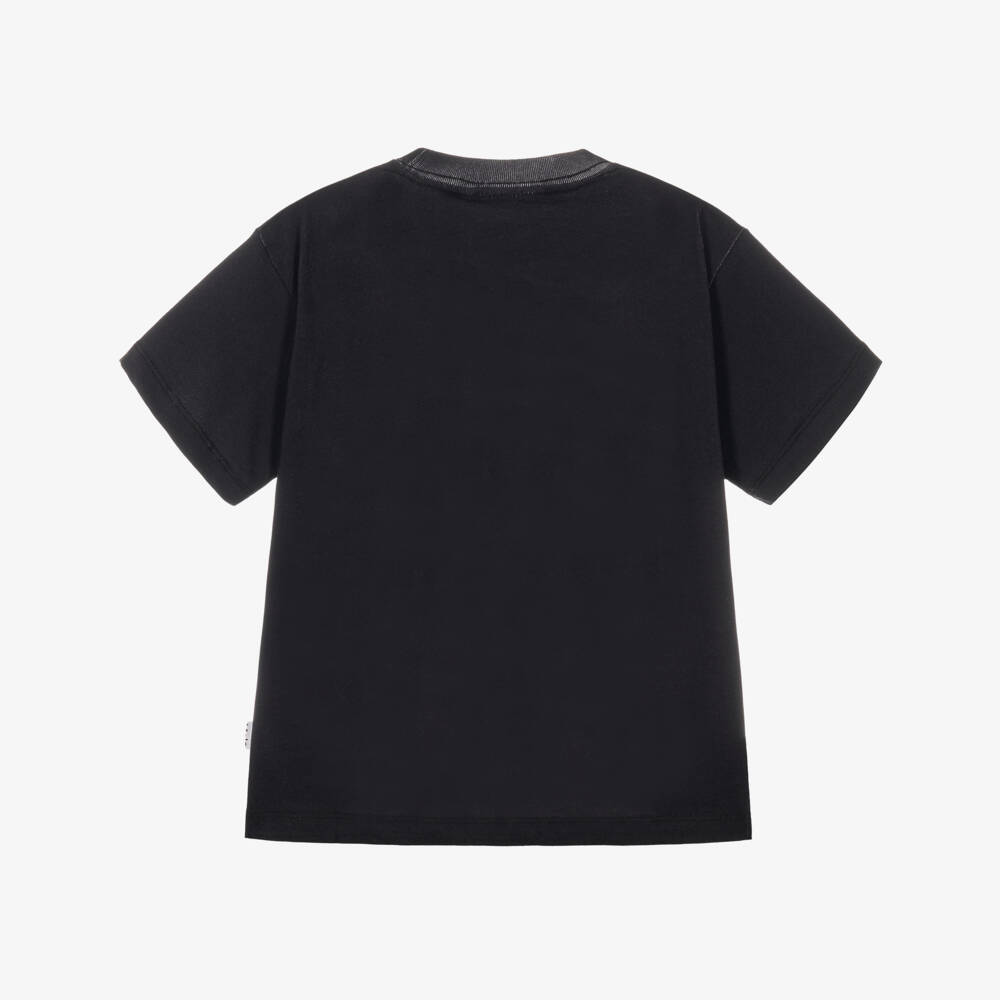 Molo-Boys Black Cotton Football Pitch T-Shirt | Childrensalon