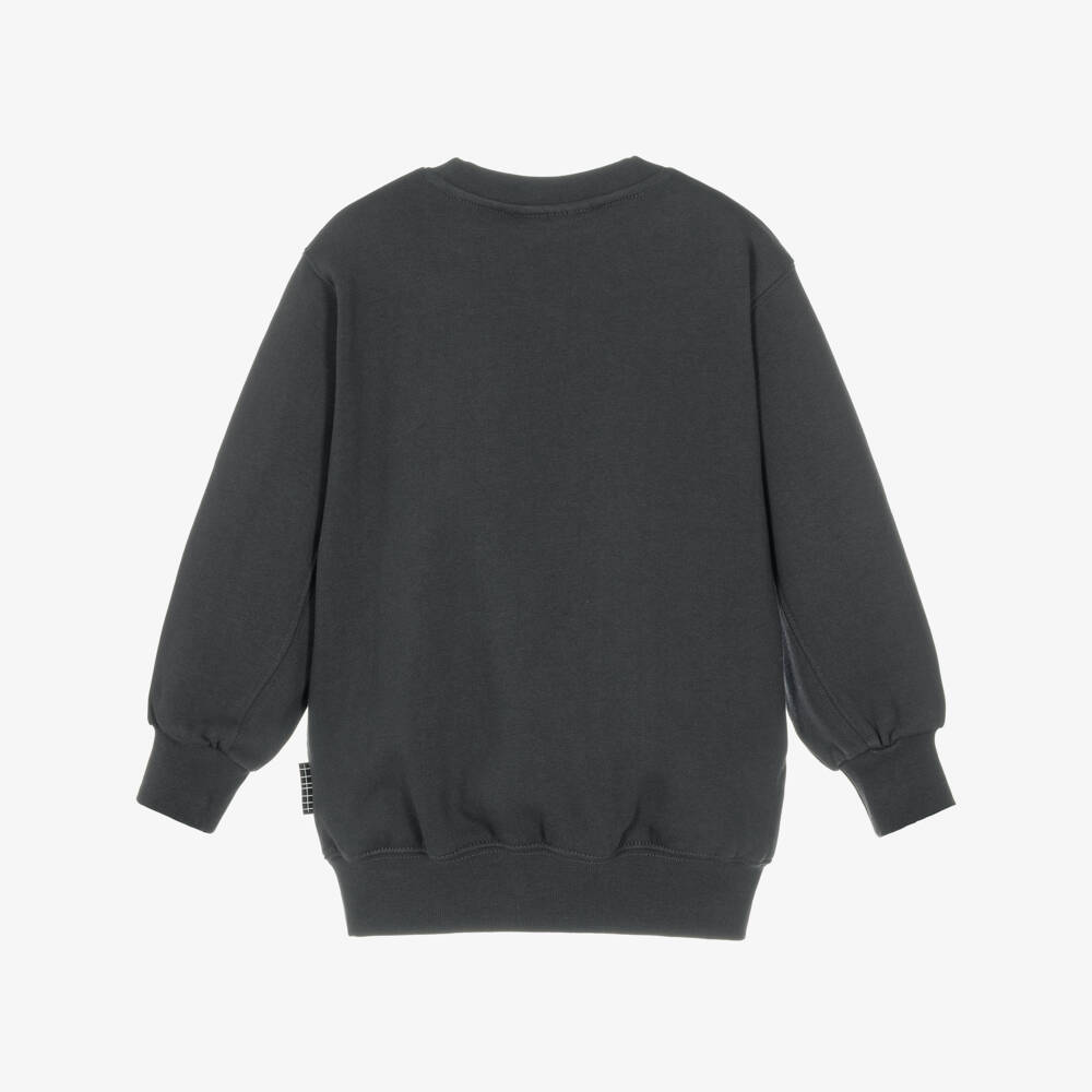 Molo-Boys Black Cotton Smiling Face Sweatshirt | Childrensalon