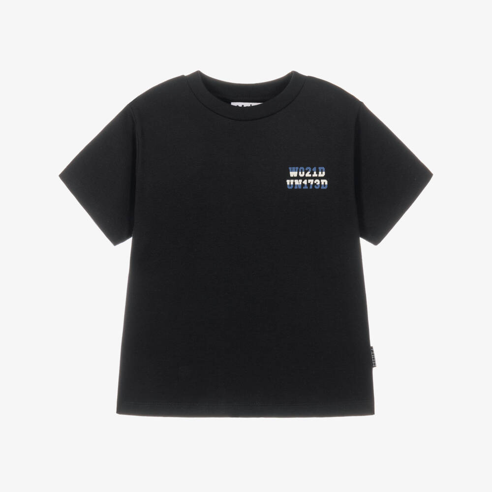 Molo-Boys Black Cotton World United T-Shirt | Childrensalon