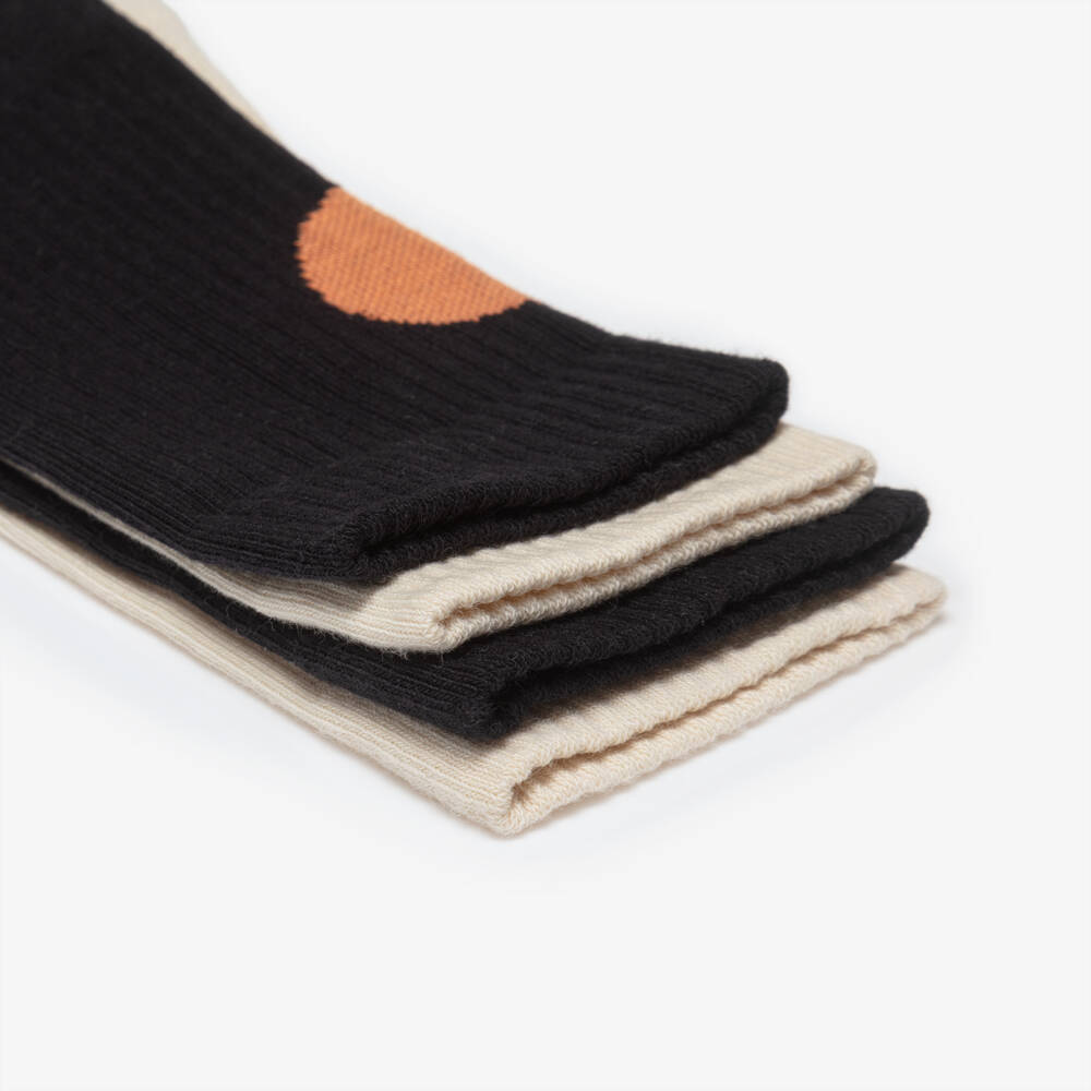 Molo-Boys Black & Ivory Cotton Basketball Socks (2 Pack) | Childrensalon
