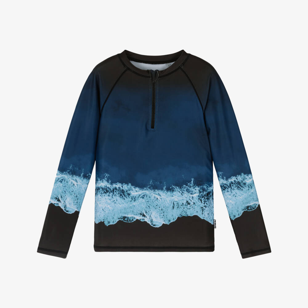 Molo-Boys Black & Navy Blue Ocean Sun Protective Top (UPF50+) | Childrensalon