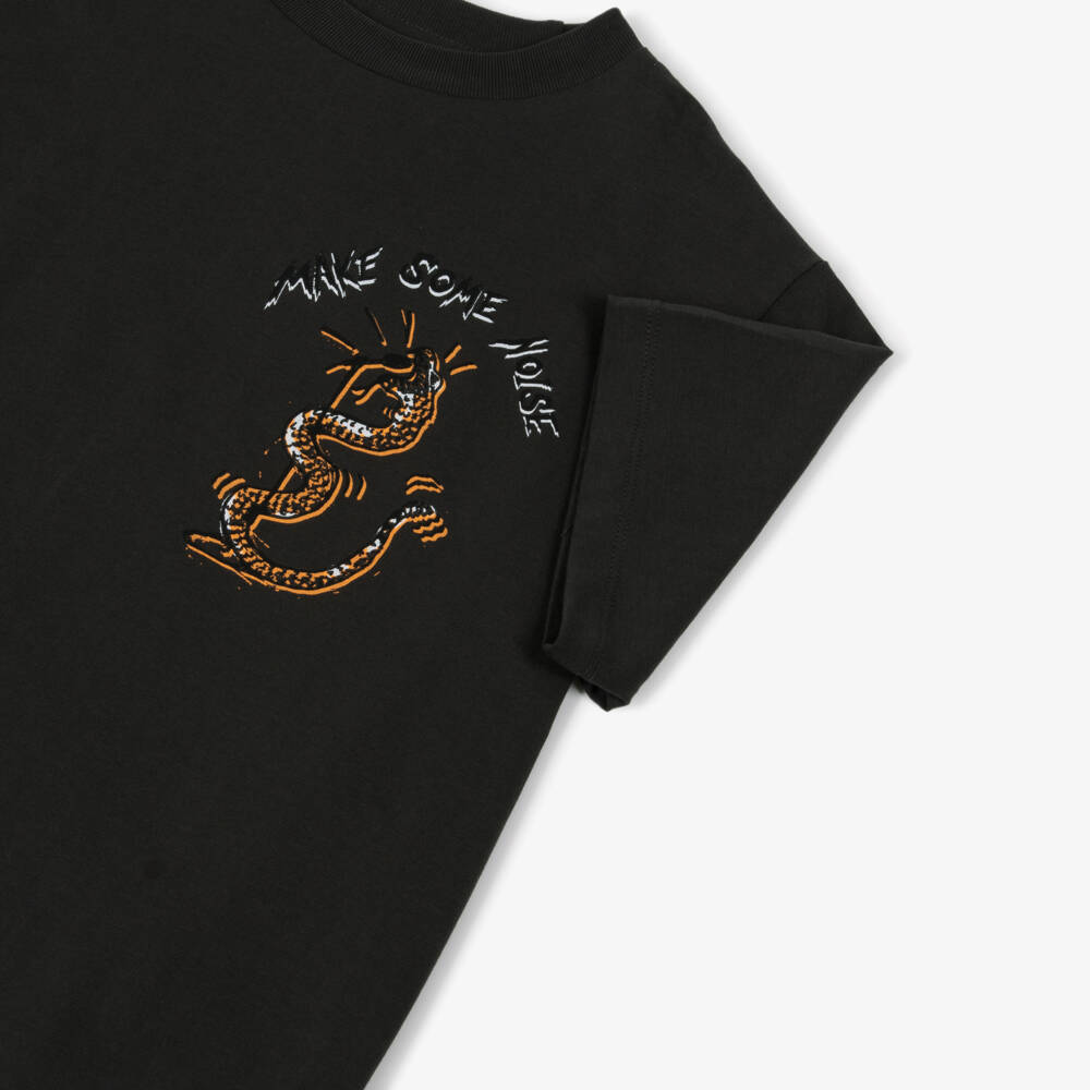 Molo-تيشيرت قطن عضوي لون أسود للأولاد | Childrensalon