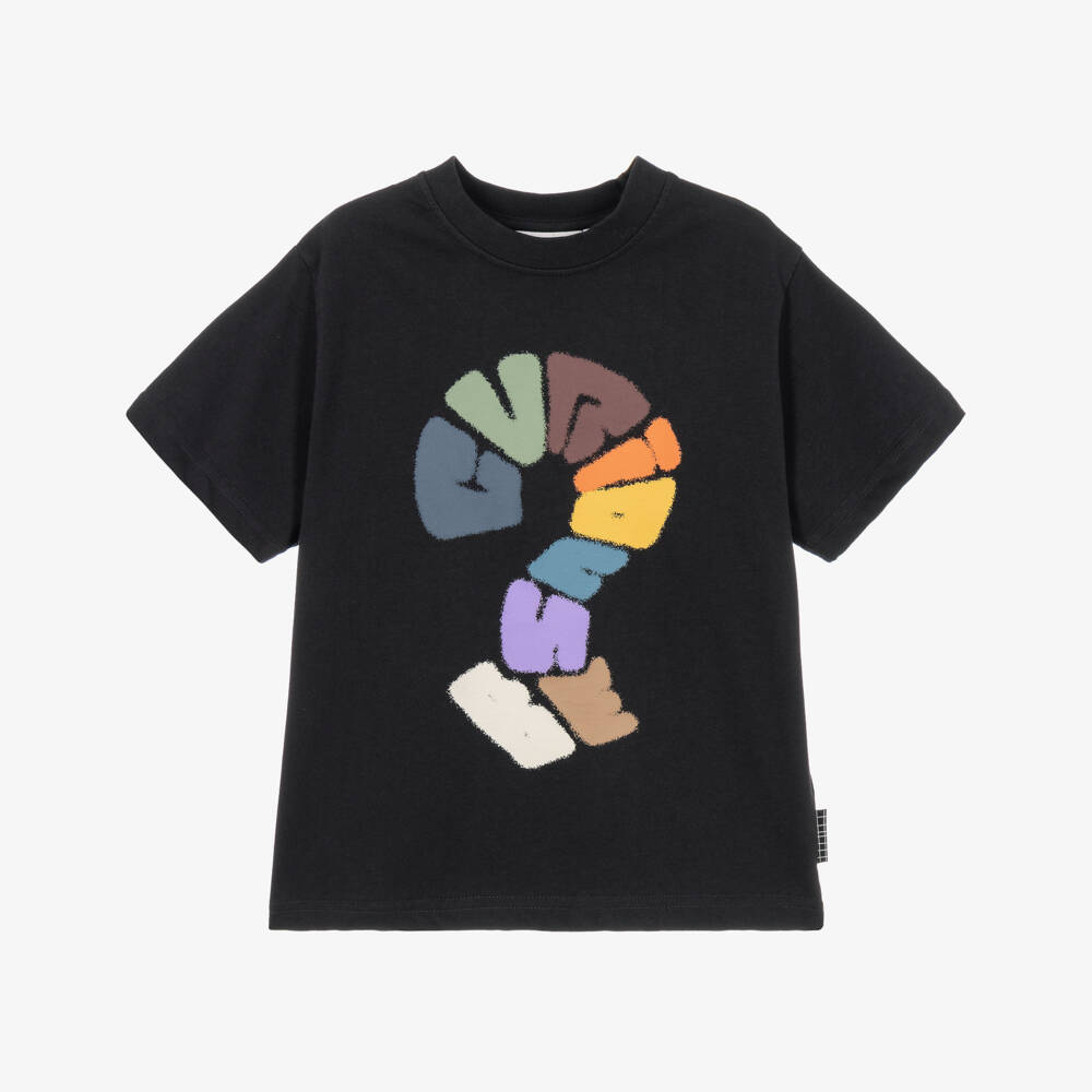 Molo-Boys Black Organic Cotton Graphic Print T-Shirt | Childrensalon