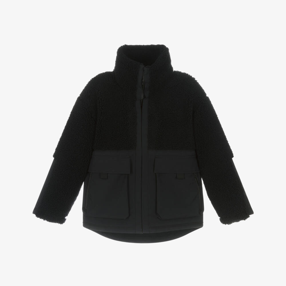 Molo-Boys Black Sherpa Fleece Utility Jacket | Childrensalon