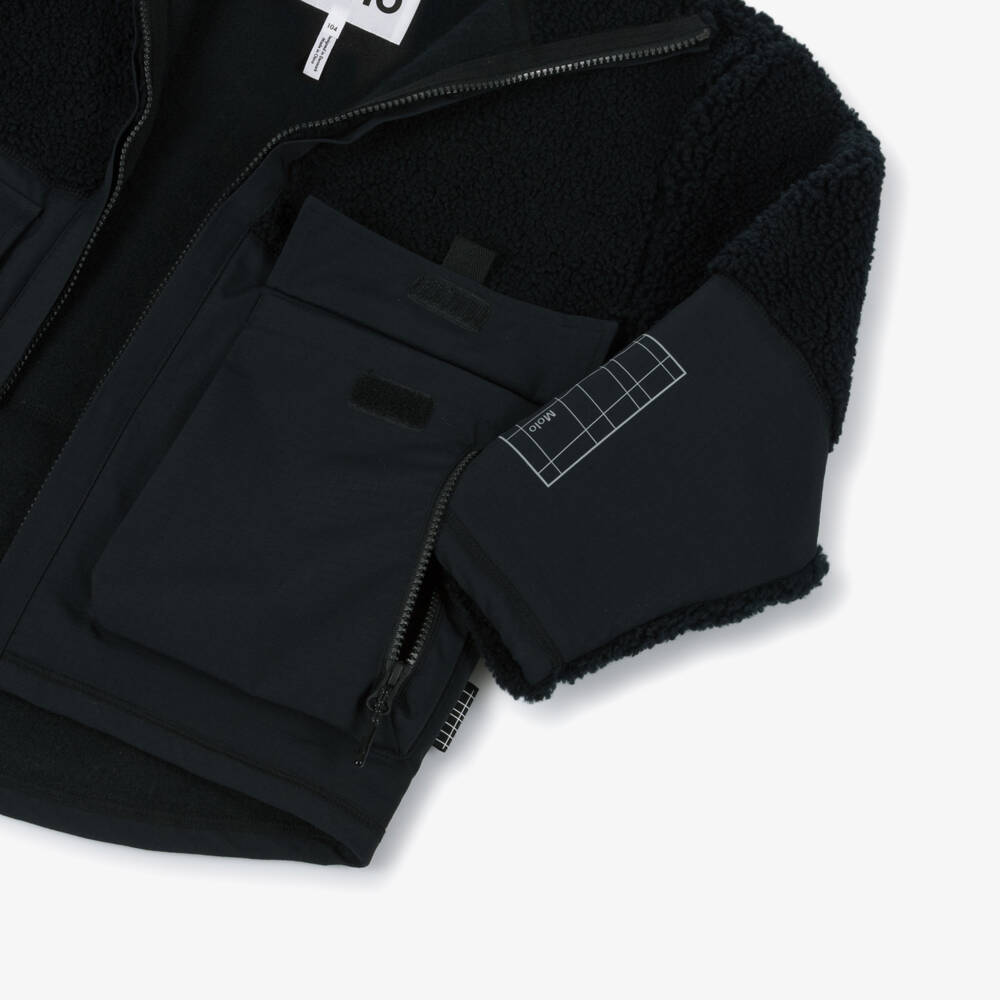 Molo-Boys Black Sherpa Fleece Utility Jacket | Childrensalon