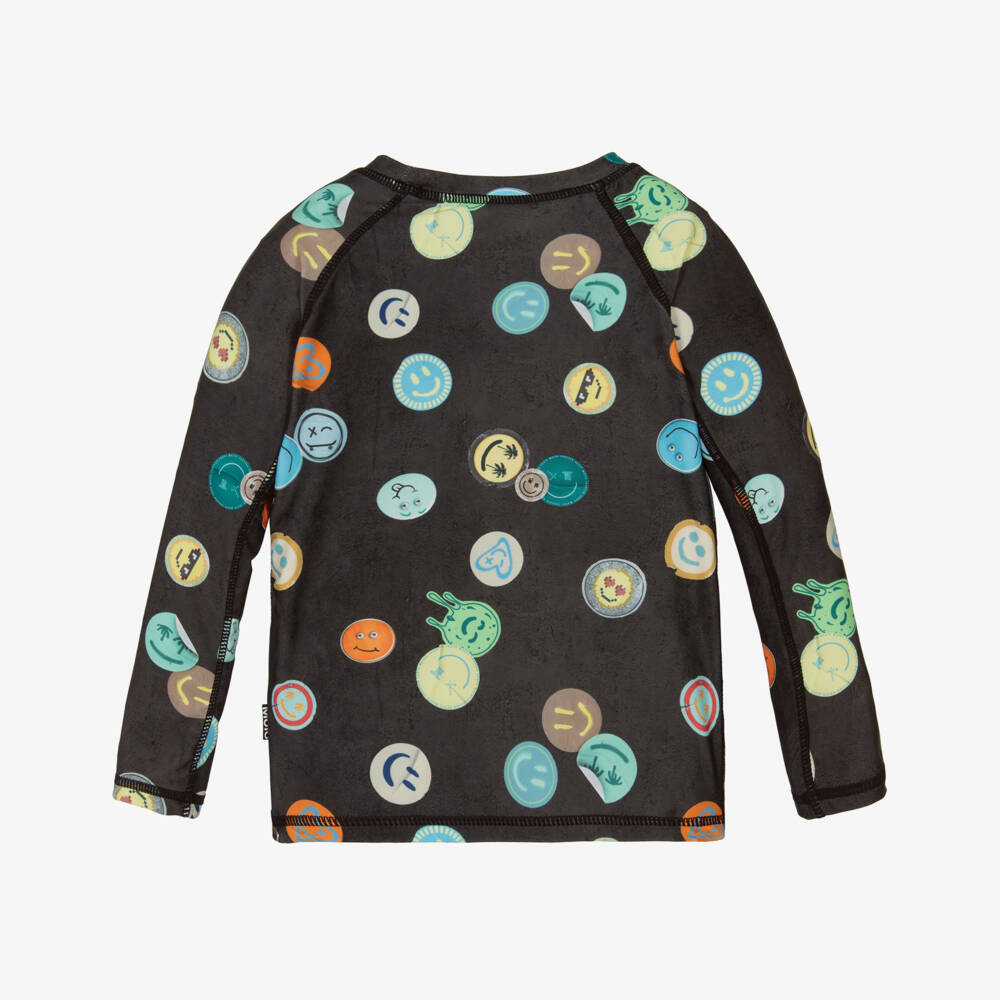 Molo-Boys Black Smiling Face Sun Protective Top (UPF50+) | Childrensalon