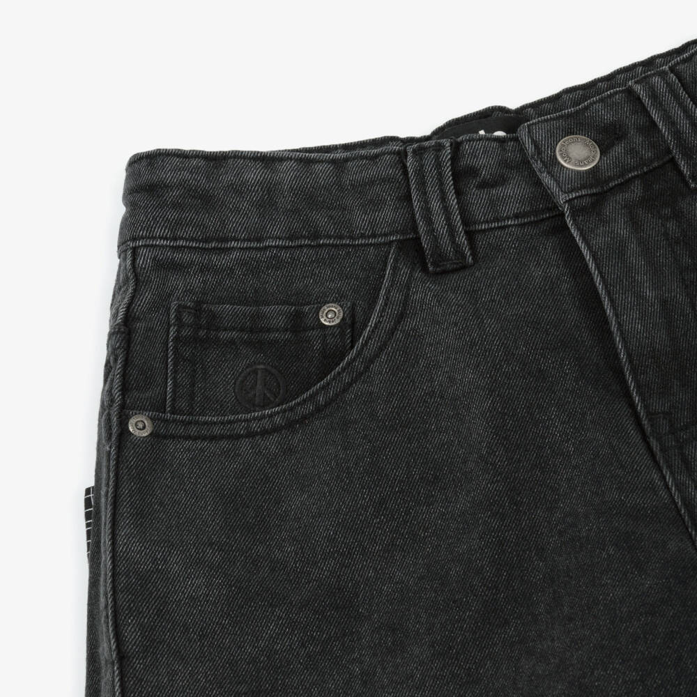 Molo-Boys Black Washed Denim Relaxed Fit Shorts | Childrensalon