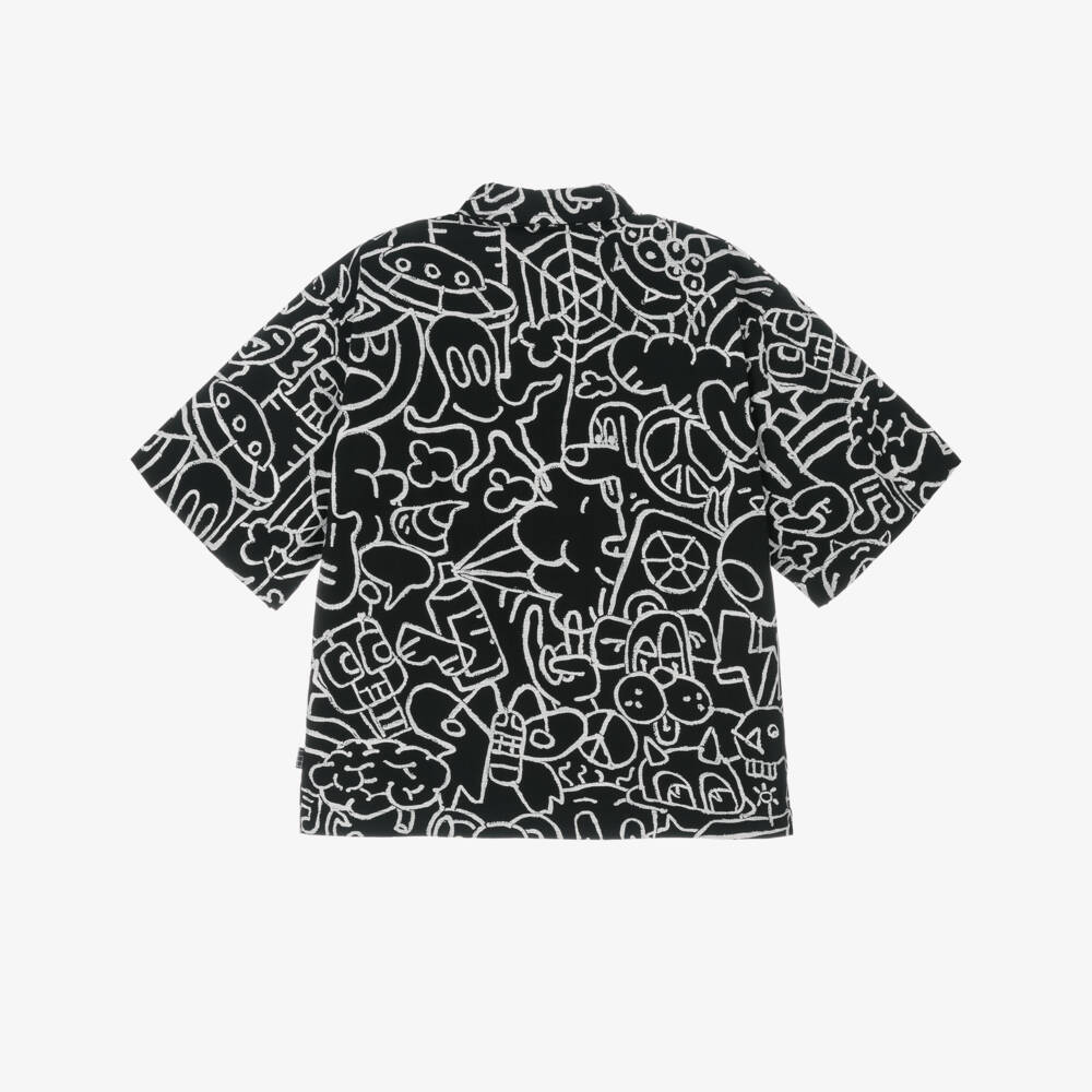 Molo-Рубашка черно-белая с рисунком из хлопка для мальчиков | Childrensalon