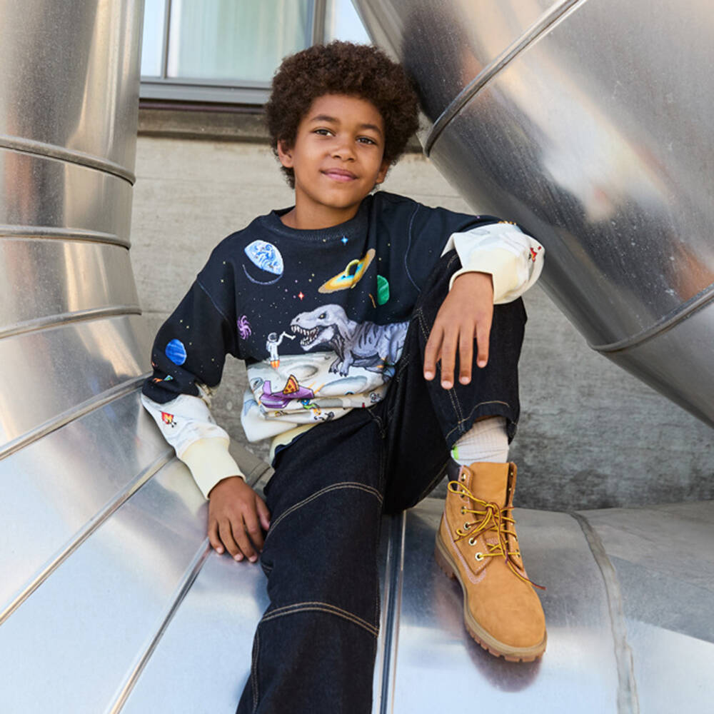 Molo-سويتشيرت بطبعة فضائية لون أسود وأصفر للأولاد | Childrensalon