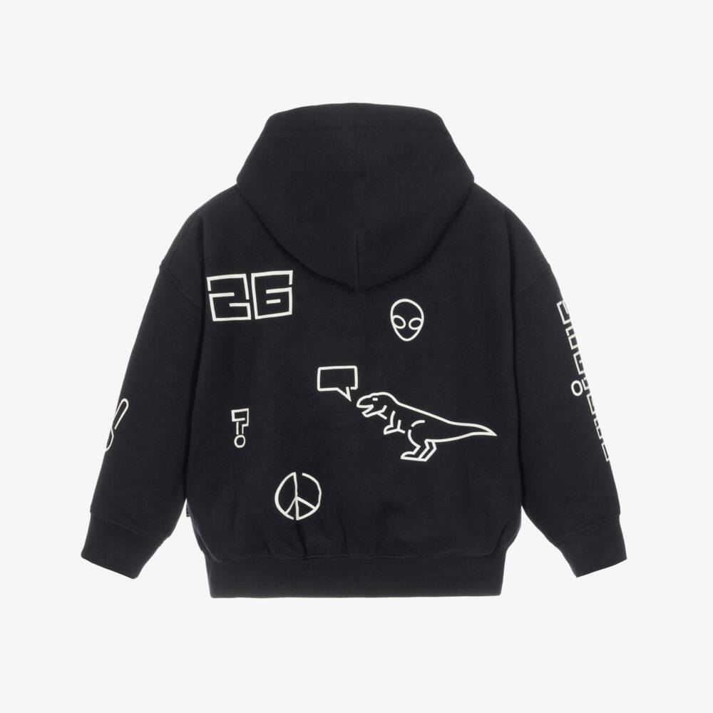 Molo-Boys Black Zip-Up Top with Printed Graphics | Childrensalon