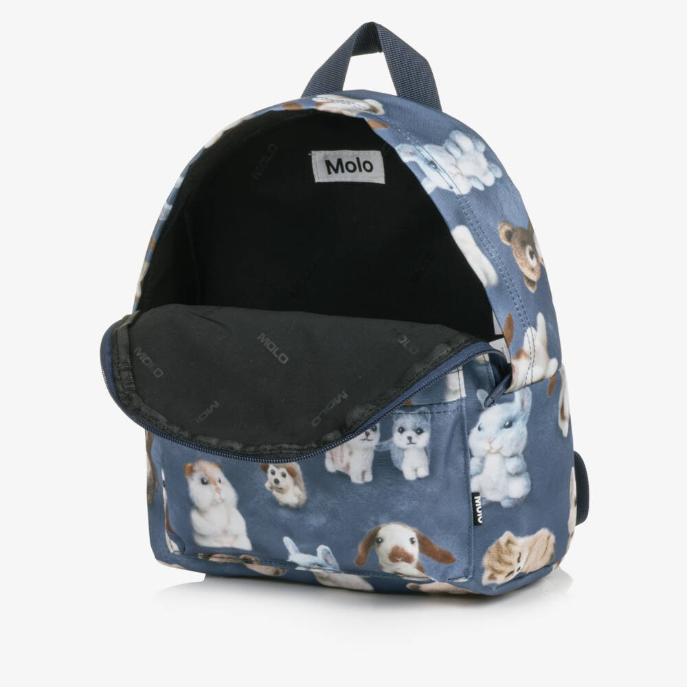 Molo-Boys Blue Animal Print Backpack (31cm) | Childrensalon