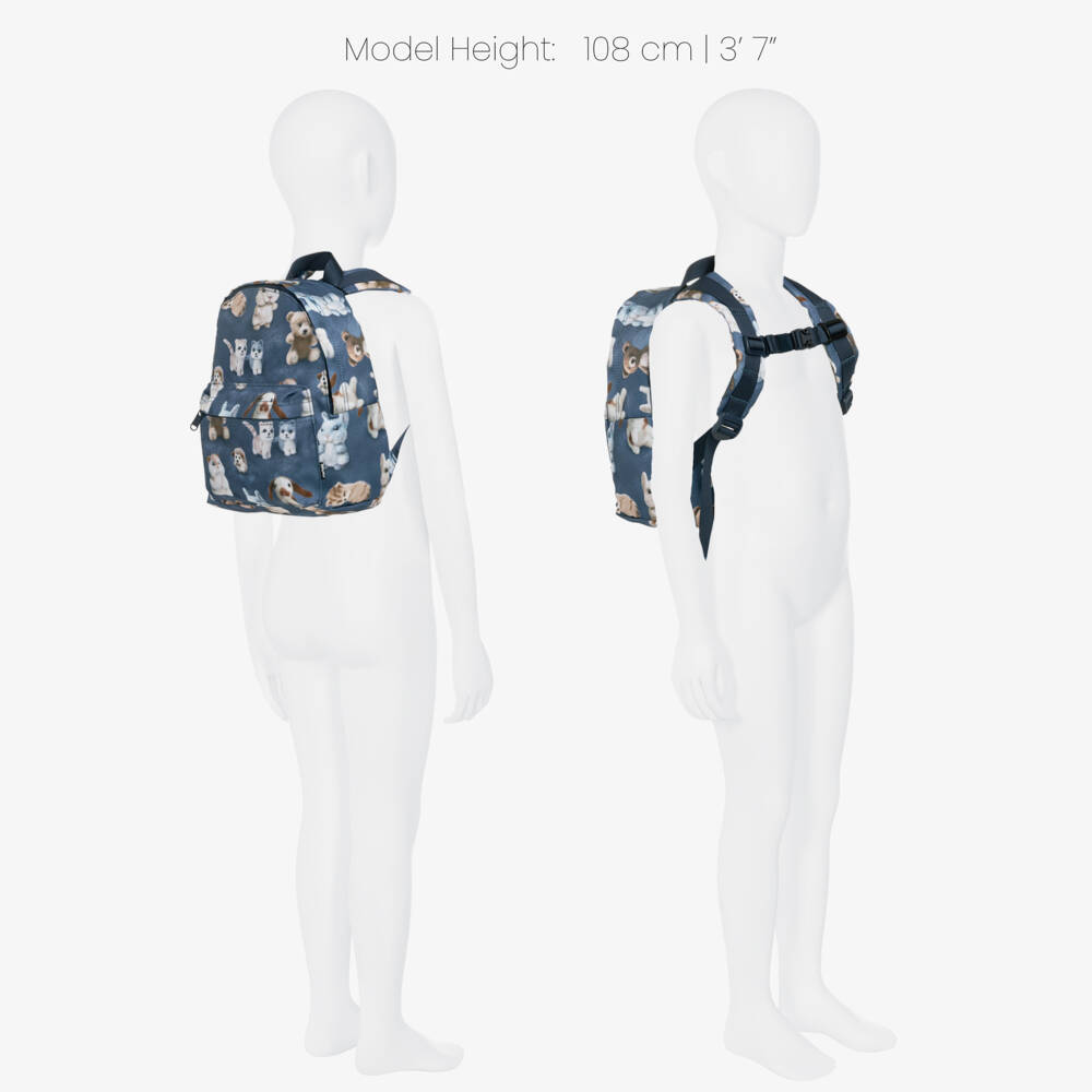 Molo-Boys Blue Animal Print Backpack (31cm) | Childrensalon