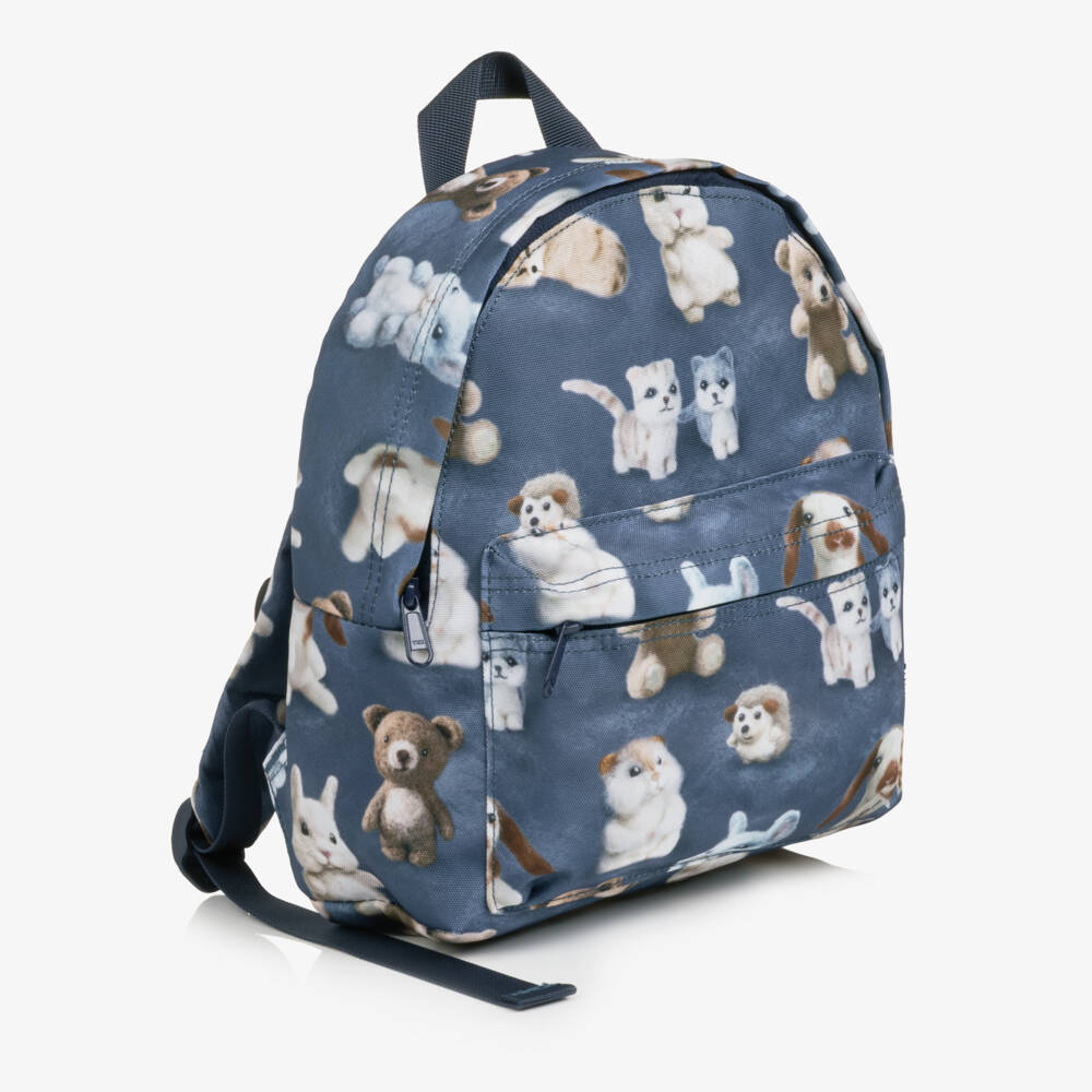 Molo-Boys Blue Animal Print Backpack (31cm) | Childrensalon