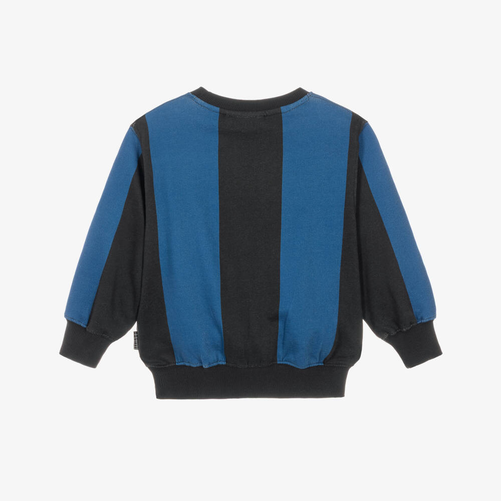 Molo-Boys Blue & Black World United Striped Sweatshirt | Childrensalon