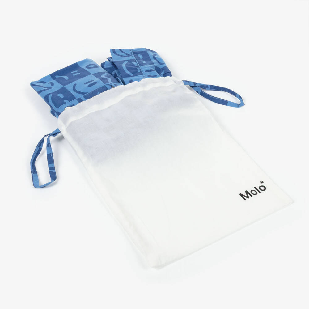 Molo-Boys Blue Checked Smiling Face Short Pyjamas | Childrensalon