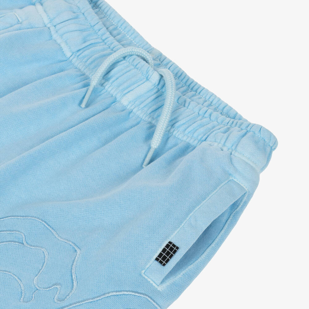 Molo-Boys Blue Cotton Embroidered Wave Shorts | Childrensalon