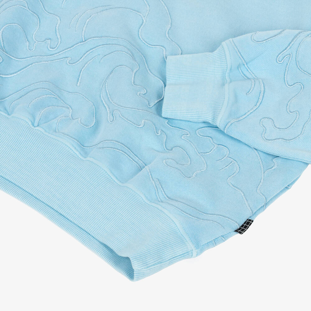 Molo-Boys Blue Cotton Embroidered Wave Sweatshirt | Childrensalon
