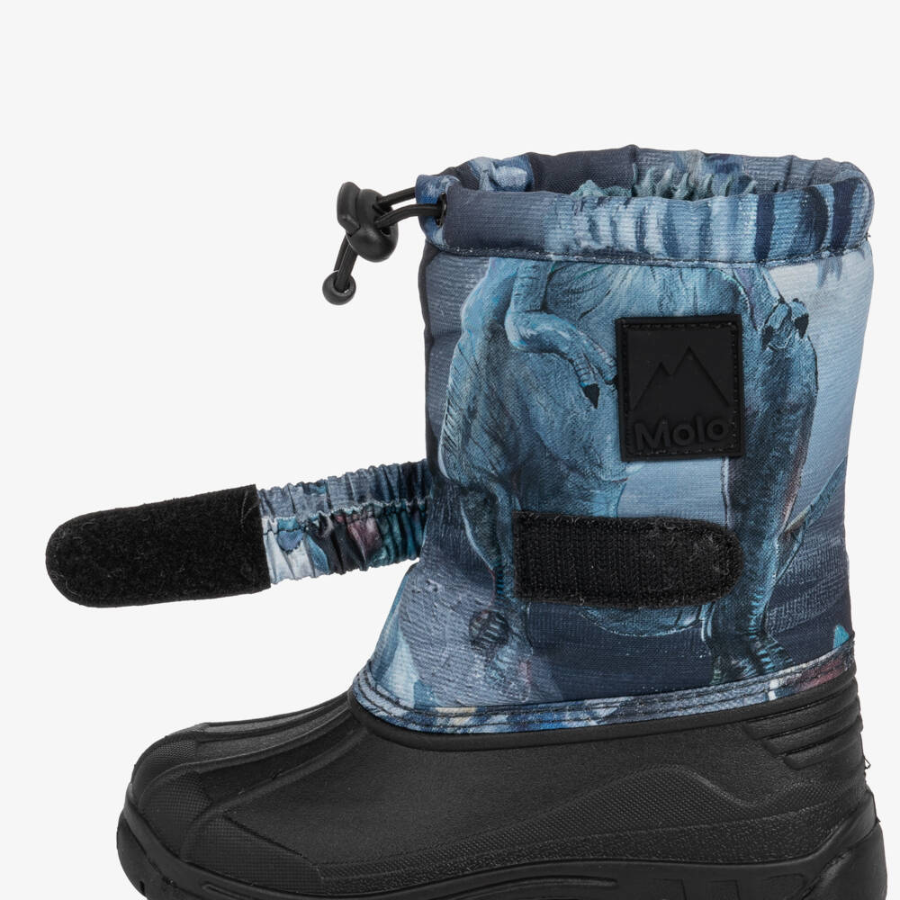 Molo-Boys Blue Dino Print Snow Boots | Childrensalon