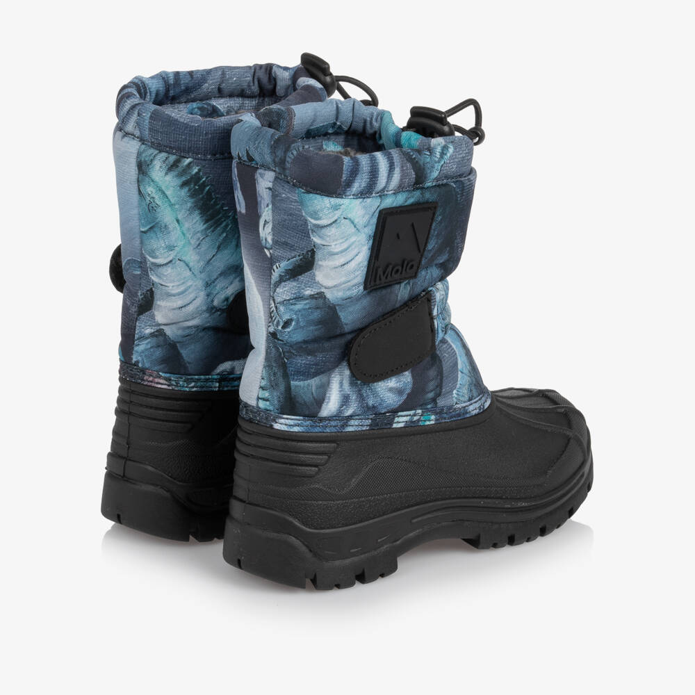 Molo-Boys Blue Dino Print Snow Boots | Childrensalon