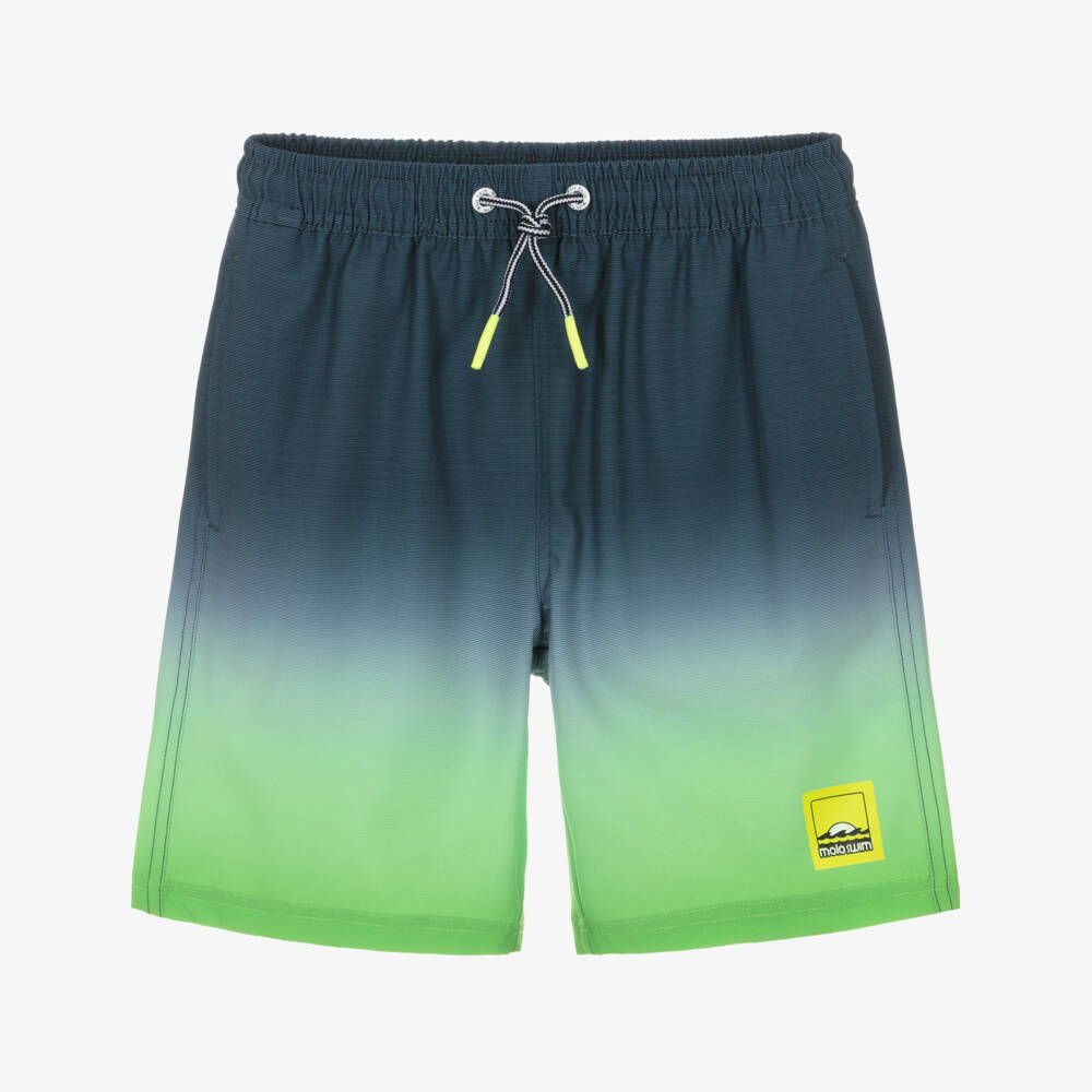 Molo-Boys Blue & Green Ombré Swim Shorts (UPF50+) | Childrensalon