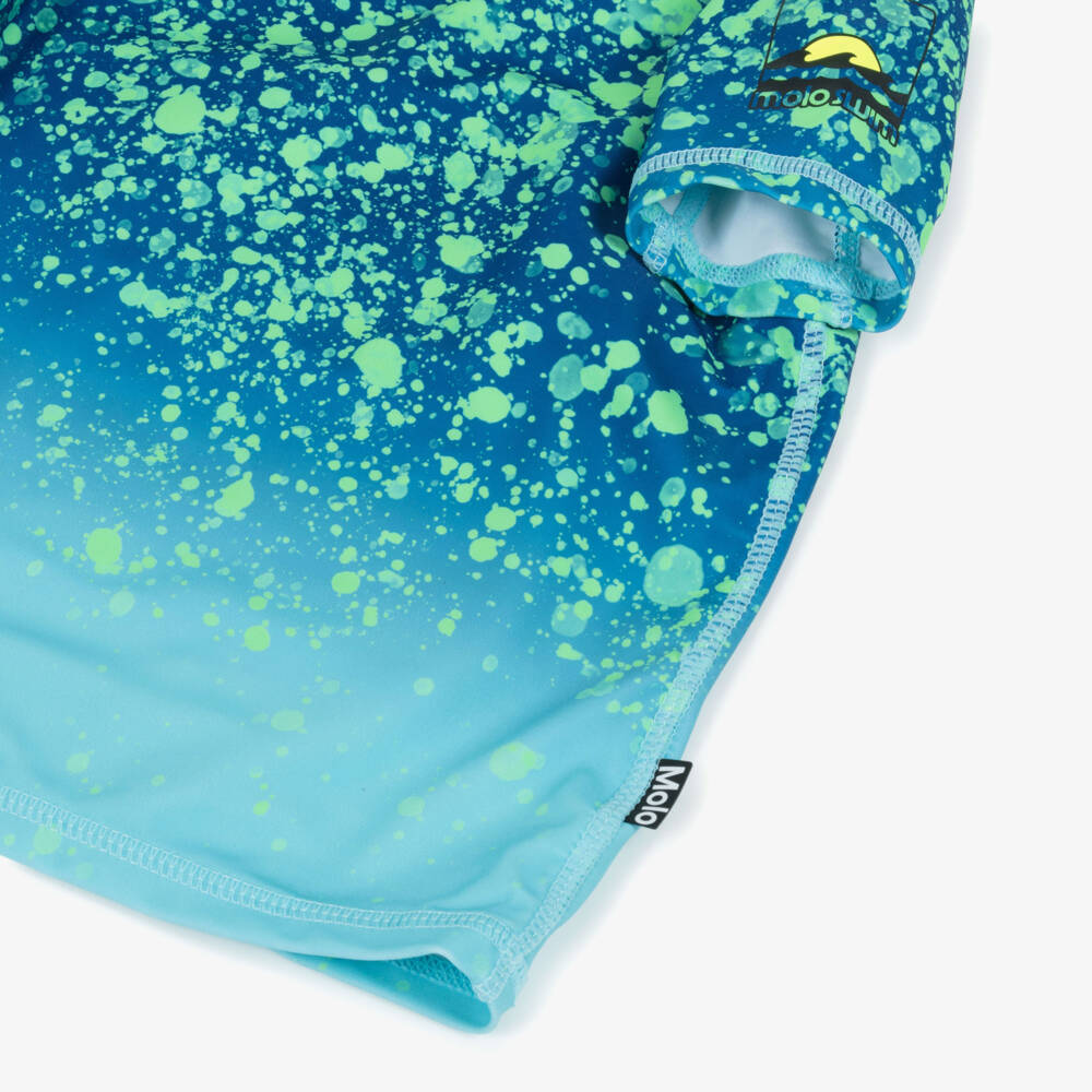 Molo-Boys Blue & Green Splash Swim Top (UPF50+) | Childrensalon