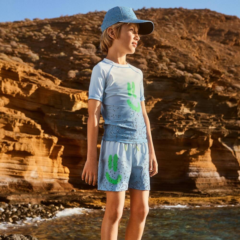 Molo-Boys Blue Happy Splash Swim Shorts (UPF50+) | Childrensalon