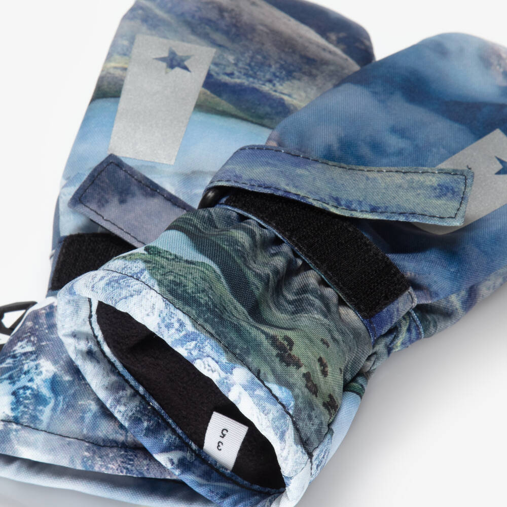 Molo-Boys Blue Mountain Print Ski Gloves | Childrensalon