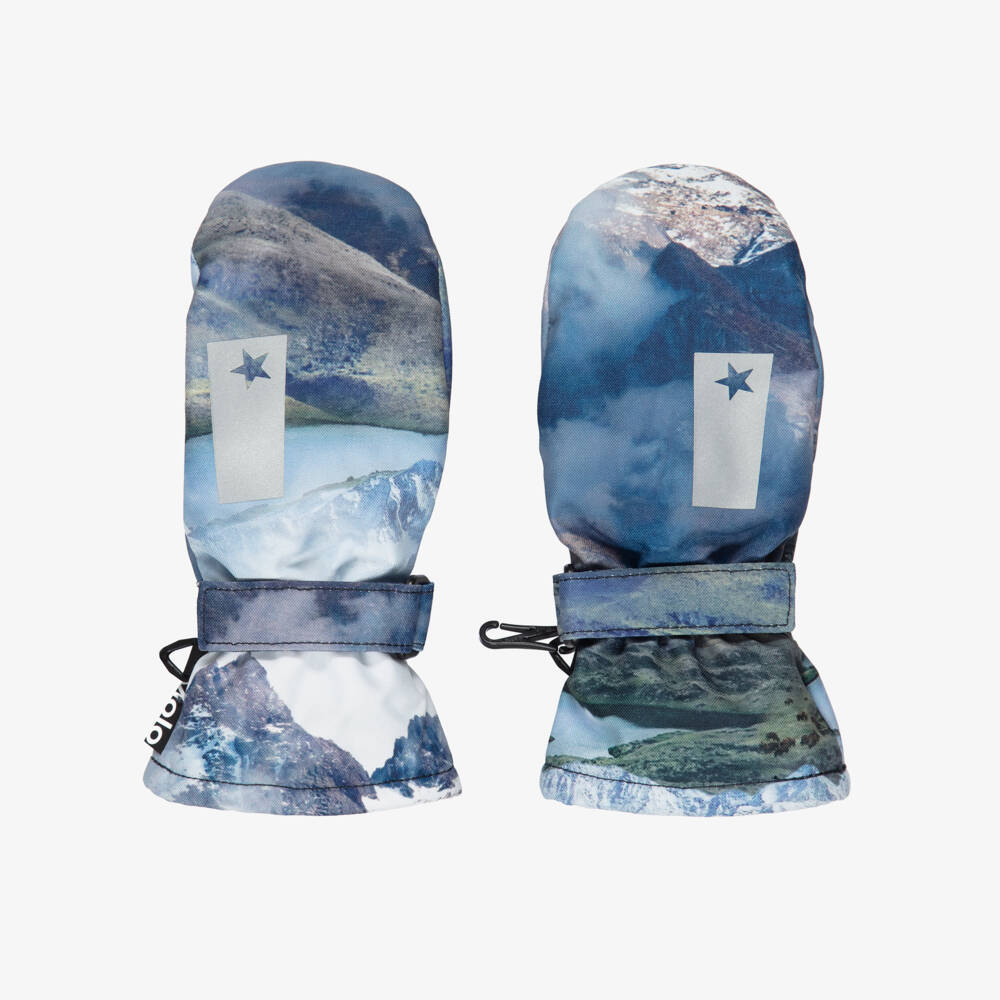 Molo-Boys Blue Mountain Print Ski Gloves | Childrensalon