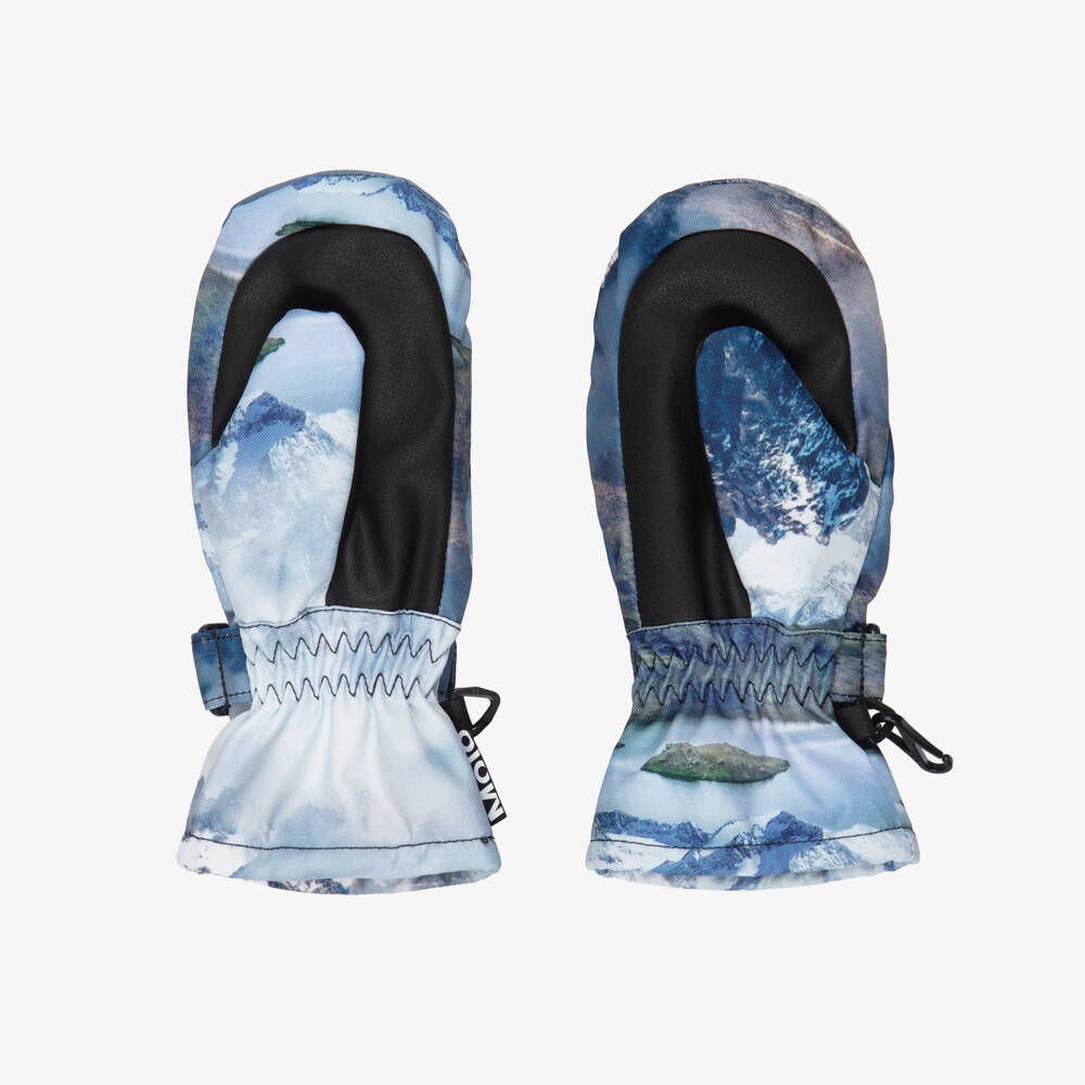 Molo-Boys Blue Mountain Print Ski Gloves | Childrensalon