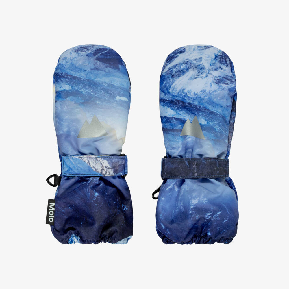 Molo-Boys Blue Mountain Print Ski Gloves | Childrensalon
