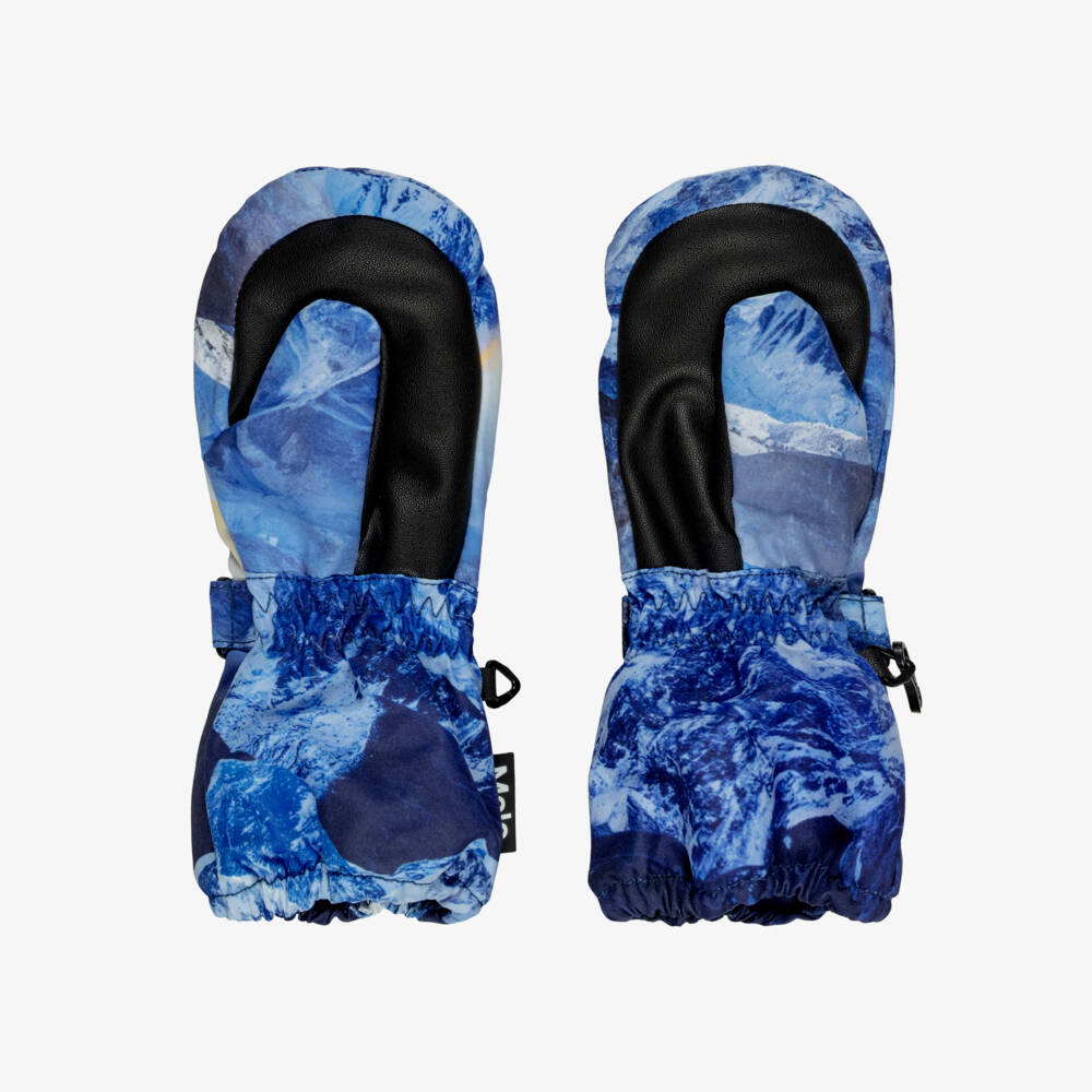 Molo-Boys Blue Mountain Print Ski Gloves | Childrensalon