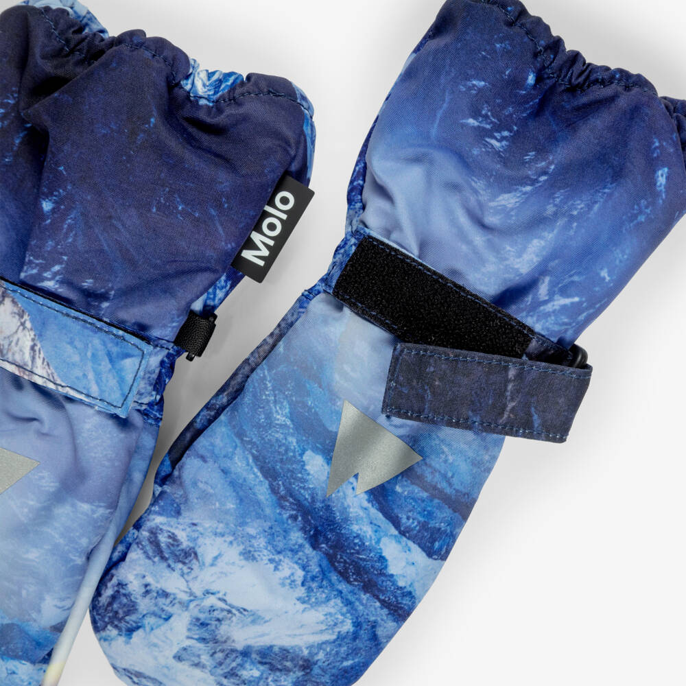 Molo-Boys Blue Mountain Print Ski Gloves | Childrensalon