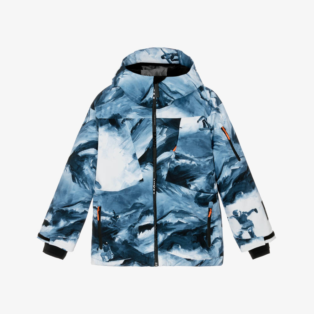 Molo-Boys Blue Mountain Print Technical Ski Jacket | Childrensalon