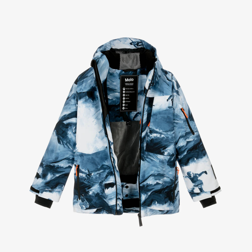 Molo-Boys Blue Mountain Print Technical Ski Jacket | Childrensalon