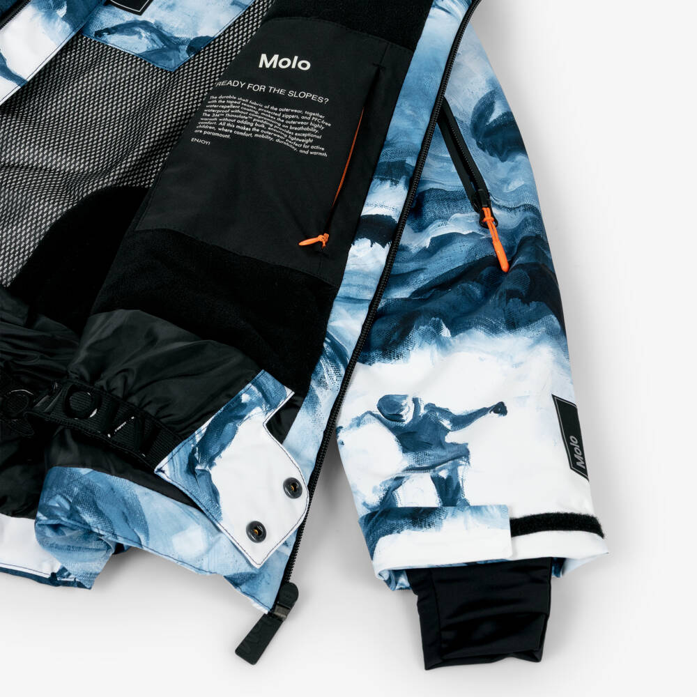 Molo-Boys Blue Mountain Print Technical Ski Jacket | Childrensalon