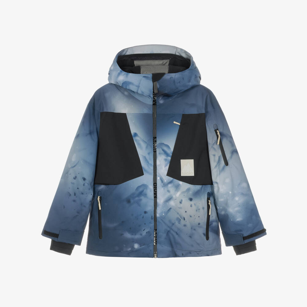 Molo-Boys Blue Mountain Print Technical Ski Jacket | Childrensalon