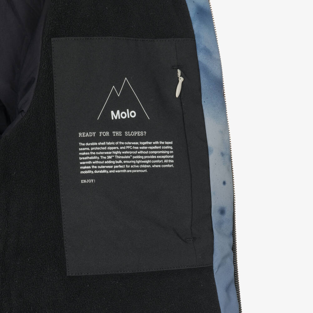 Molo-Boys Blue Mountain Print Technical Ski Jacket | Childrensalon