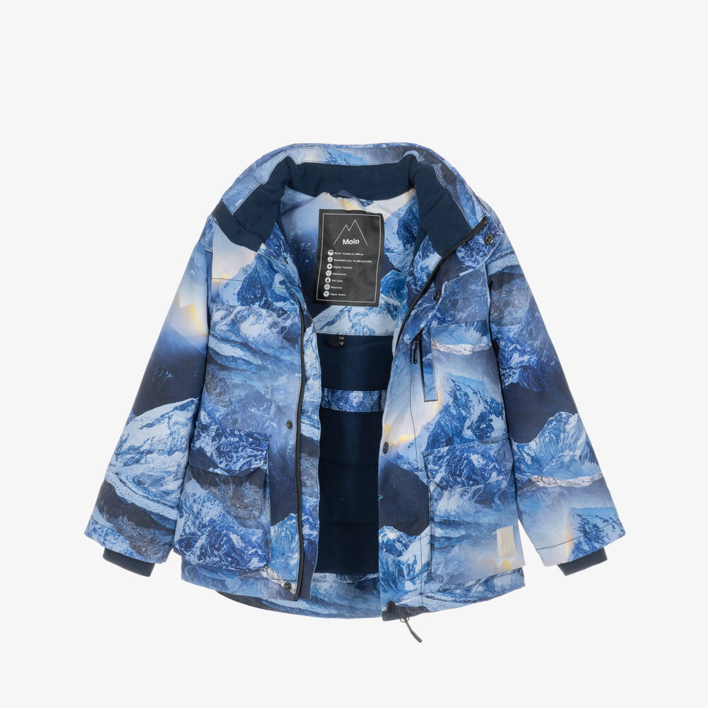 Molo-Boys Blue Mountain Sunset Print Ski Jacket | Childrensalon