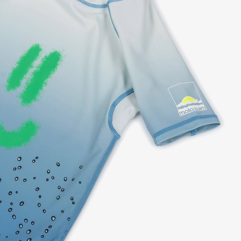 Molo-Boys Blue Ombre Happy Splash Print Swim Top (UPF50+) | Childrensalon