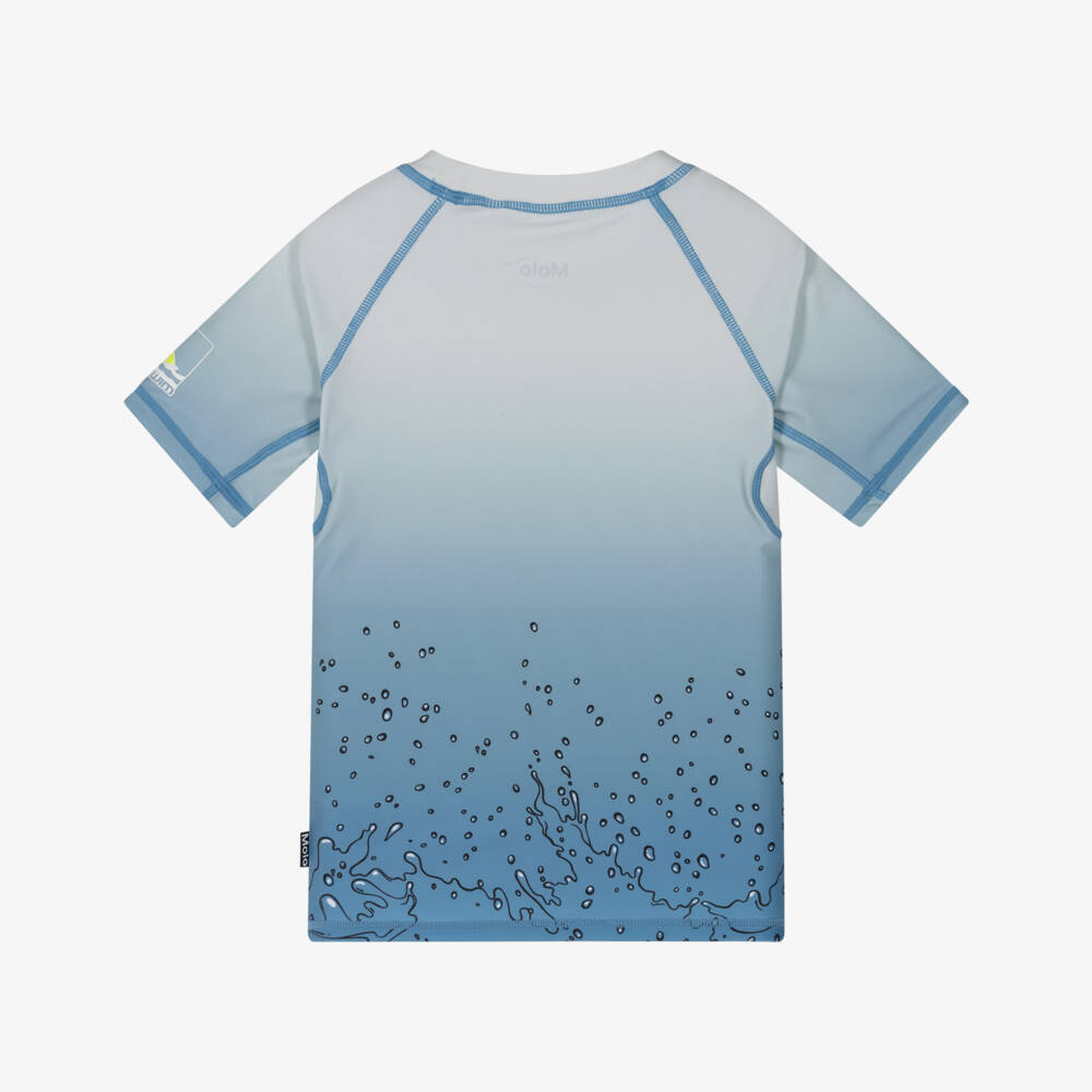 Molo-Boys Blue Ombre Happy Splash Print Swim Top (UPF50+) | Childrensalon