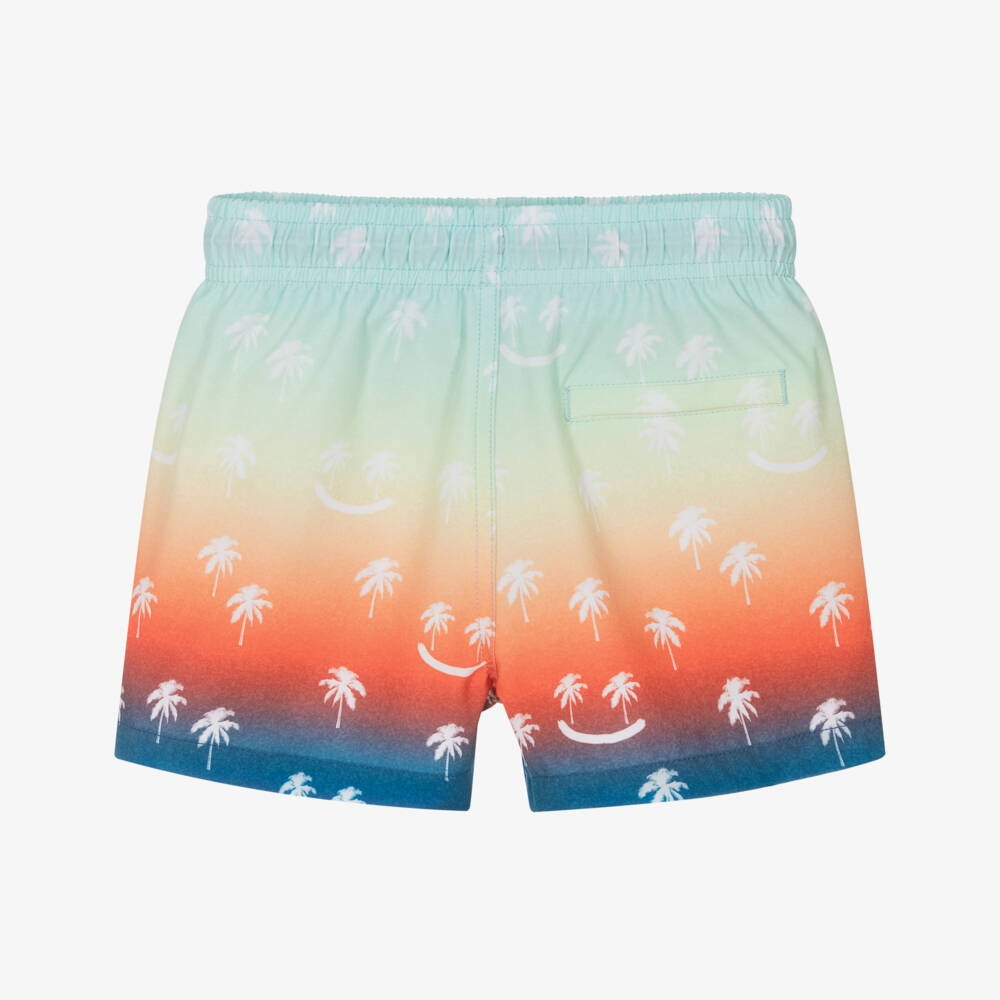 Molo-Boys Blue Ombré Palm Smile Swim Shorts (UPF50+) | Childrensalon