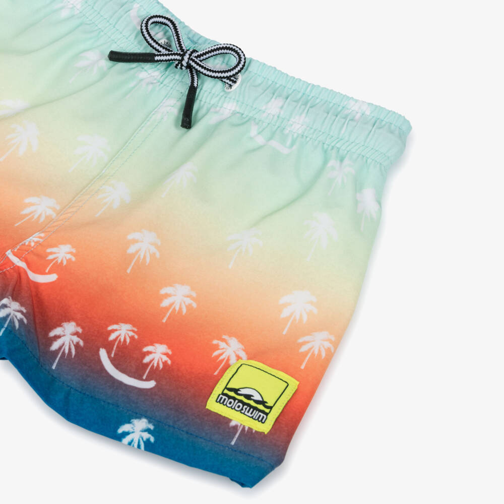 Molo-Boys Blue Ombré Palm Smile Swim Shorts (UPF50+) | Childrensalon